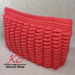 Peach color handmade crochet clutch bags unique pattern variety colors