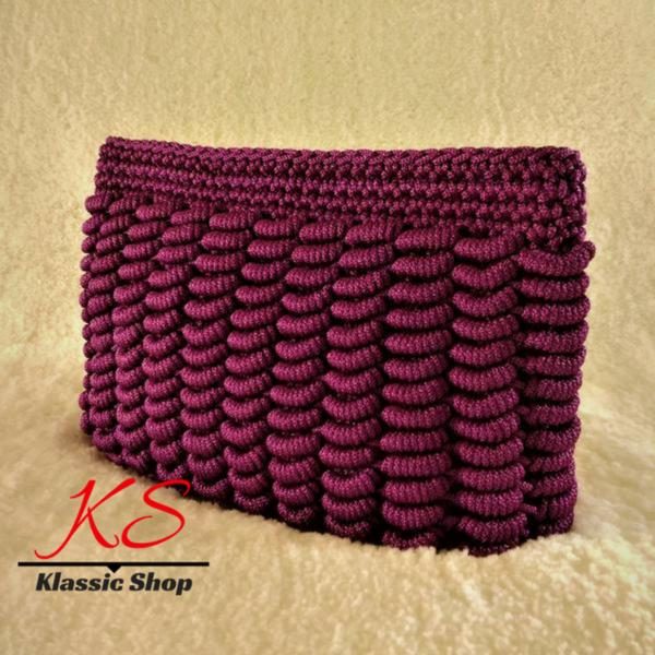 Purple color Handmade crochet clutch bags unique pattern variety colors