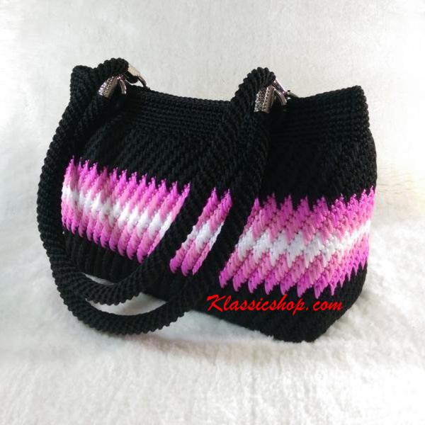 Multi color handmade crochet double shoulder purses