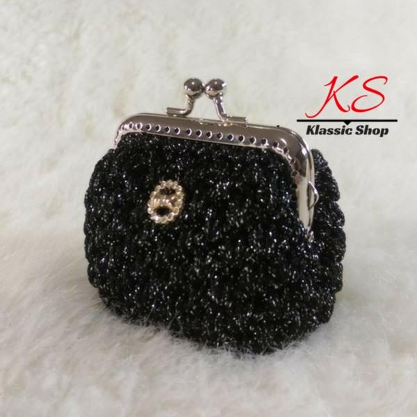 Black mini crochet coin purse