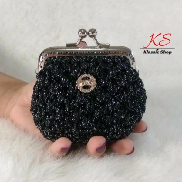 Black mini crochet coin purse