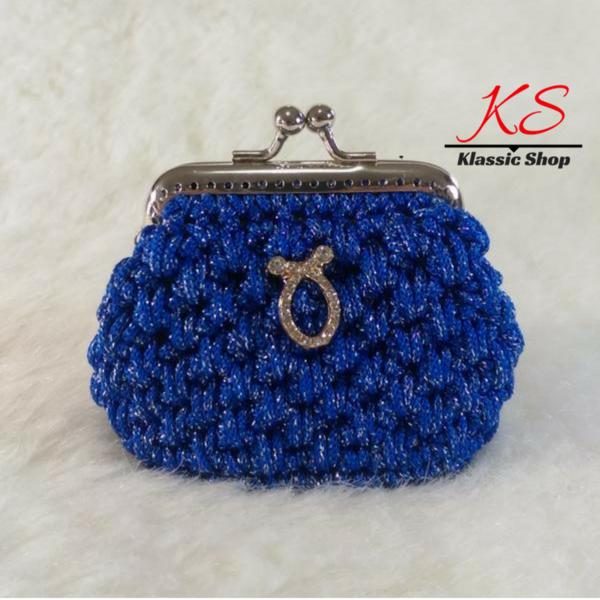 Blue-dark mini crochet coin purse
